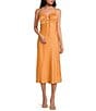 Color:Apricot - Image 1 - Apricot Sunset Sweetheart Neck Sleeveless Midi Slip Dress