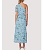 Color:Blue White Floral - Image 2 - Bluebelle Breeze Floral Print Asymmetric One Shoulder Neck Short Sleeve Dress