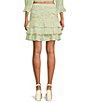 Color:White Green Floral - Image 2 - Cecilia Floral Print Ruched Tiered Ruffle Coordinating Mini Skirt