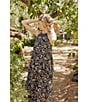 Color:Black Cream Floral - Image 4 - Eclipse Of The Heart Floral Print High Halter Neck Sleeveless Midi Dress