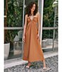 Color:Rust - Image 3 - Lady Like Charm Halter Neck Sleeveless Midi Dress