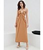 Color:Rust - Image 5 - Lady Like Charm Halter Neck Sleeveless Midi Dress