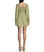 Color:Green Floral - Image 2 - Wild Poppies Floral Print V-Neck Long Sleeve Mini Dress