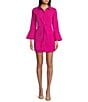 Color:Nebula Pink - Image 1 - Bell Sleeve Button Front Twist Front Dress