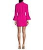 Color:Nebula Pink - Image 2 - Bell Sleeve Button Front Twist Front Dress