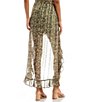 Color:Olive Multi - Image 2 - Coordinating Faux Wrap Ruffle Hem Hi-Low Floral Maxi Skirt