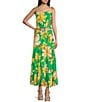 Color:Green Large Scale Floral - Image 3 - Floral Crop Smocked Tie Strap Coordinating Top