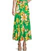 Color:Green Large Scale Floral - Image 1 - Floral Printed Tiered Coordinating Long Skirt