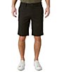 Color:Jet Black - Image 1 - 11#double; Inseam Stretch Twill Flat-Front Shorts