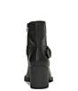Color:BLACK - Image 3 - Achelle Leather Mid Heel Side Buckle Booties