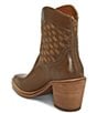 Color:Taupe - Image 4 - Aryleis Leather Woven Shaft Western Booties