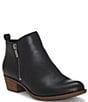 Color:Black - Image 1 - Basel Smooth Leather Side Zip Block Heel Booties