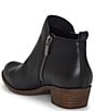 Color:Black - Image 3 - Basel Smooth Leather Side Zip Block Heel Booties