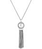 Color:Silver - Image 1 - Chain Bead Pendant Necklace