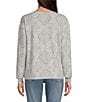 Lucky Brand Cloud Knit Diamond Print Round Neck Long Sleeve Top - Image 2
