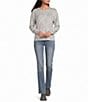 Lucky Brand Cloud Knit Diamond Print Round Neck Long Sleeve Top - Image 3