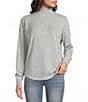 Lucky Brand Cloud Stretch Knit Stripe Mock Neck Long Sleeve Top - Image 1