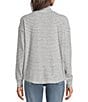 Lucky Brand Cloud Stretch Knit Stripe Mock Neck Long Sleeve Top - Image 2