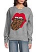 Lucky Brand Cloudsoft Knit Rolling Stones Leopard Print Pullover Sweater, Color:Medium Heather - Image 1
