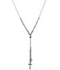 Color:Two-Tone - Image 2 - Cross Charm Y-Necklace