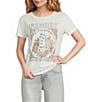 Lucky Brand Fender Woven Floral Print Crew Neck Short Sleeve Tee - Image 1