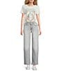 Lucky Brand Fender Woven Floral Print Crew Neck Short Sleeve Tee - Image 3