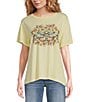 Color:Vanilla Custard - Image 1 - Floral Butterfly Graphic Crew Neckline Short Sleeve Tee Shirt