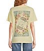 Color:Vanilla Custard - Image 2 - Floral Butterfly Graphic Crew Neckline Short Sleeve Tee Shirt