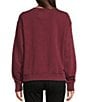 Color:Burgundy - Image 2 - Hamsa Knit Crew Neck Long Sleeve Pullover Sweatshirt