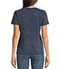 Color:Dress Blue - Image 2 - Janis Classic Knit Graphic Crew Neck Short Sleeve Tee