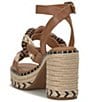 Color:Natural Multi - Image 4 - Jewelly Leather Braided Two Band Espadrille Platform Sandals