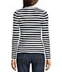 Lucky Brand Knit Striped V-Neck Long Sleeve Button Down Sweater, Color:Tofu - Image 2