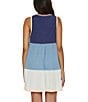 Lucky Brand Lagos Color Block Split V Neck Flutter Hem Swim Cover-Up Dress, Color:Navy - Image 2