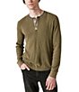 Color:Green Multi - Image 1 - Long Sleeve Acid Wash Thermal Henley T-Shirt