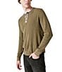 Color:Green Multi - Image 3 - Long Sleeve Acid Wash Thermal Henley T-Shirt