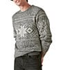 Color:Charcoal - Image 3 - Long Sleeve Nordic Intarsia Knit Sweater