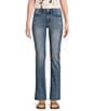 Color:Glass Mount - Image 1 - Mid Rise Sweet Straight Leg Ankle Length Stretch Denim Jeans