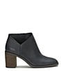 Color:Black - Image 2 - Panally Leather Side Dip Block Heel Ankle Booties