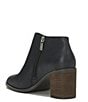 Color:Black - Image 4 - Panally Leather Side Dip Block Heel Ankle Booties