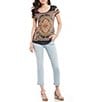 Color:Navy Multi - Image 3 - Persian Carpet Graphic Scoop Neck Short Sleeve Tee Shirt