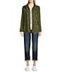 Color:Olive Night - Image 3 - Point Collar Long Sleeve Drawstring Waist Patch Pocket Button Front Utility Jacket