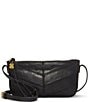 Color:Black - Image 1 - Sash Chevron Leather Crossbody Bag