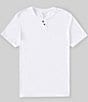 Color:Bright White - Image 1 - Short Sleeve Button Notch Neck Venice Burnout Tee