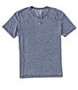 Color:American Navy - Image 1 - Short Sleeve Button Notch Neck Venice Burnout Tee