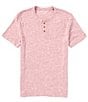 Color:Red Violet - Image 1 - Short Sleeve Linen Blend Henley T-Shirt