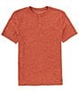 Color:Burnt Henna - Image 1 - Short Sleeve Linen Blend Henley T-Shirt