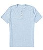 Color:Blue Bell - Image 1 - Short Sleeve Linen Blend Henley T-Shirt