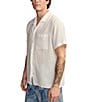 Color:Bright White - Image 3 - Short Sleeve Linen Camp Shirt