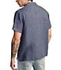 Color:Dark Denim - Image 2 - Short Sleeve Linen Camp Shirt