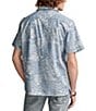 Color:Indigo - Image 2 - Short Sleeve Printed Linen-Blend Shirt